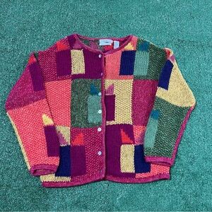 Northern isles vintage patchwork style hands knit sweater